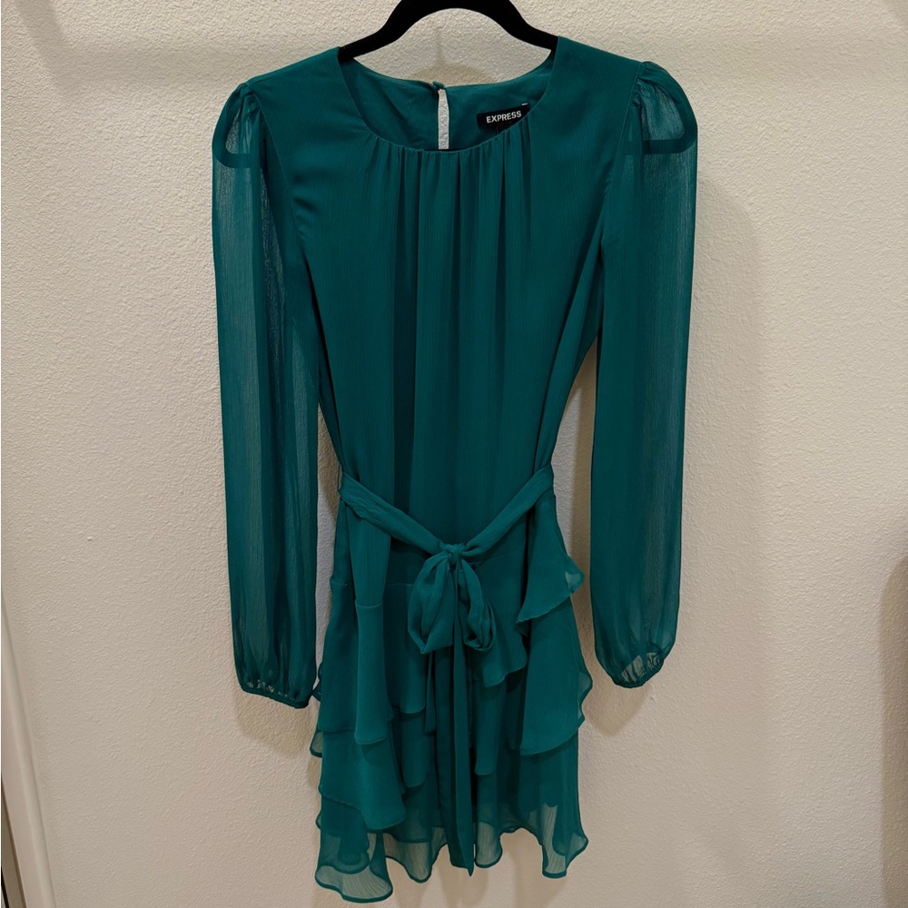 Express Emerald Green Long Sleeve Dress